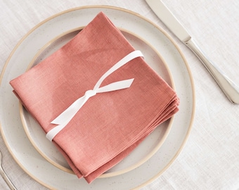 Lunch napkins, Linen napkins, Pink wedding napkins, Reusable linen napkins, Mini dish towel, Linen serviettes, Washed linen napkins, 44x44cm