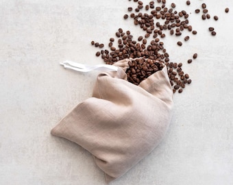 Linen Drawstring Produce Bag, Organic Food Storage, Zero Waste