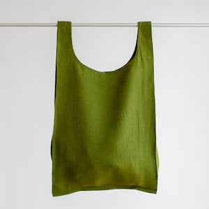 Handgemachte Einkaufstasche, Leinen Markttasche, Leinen Einkaufstasche, weiche Schultertasche, Leinen Handtasche, Moosgrün Leinen Picknicktasche, Minimale Einkaufstasche