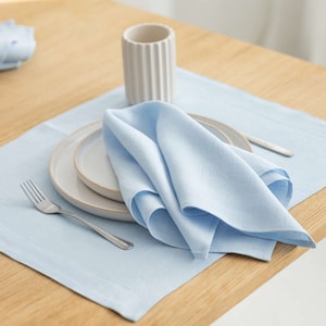 Dinner napkins cloth, Sky blue linen napkins, Cloth dinner napkins, Linen napkin set, Wedding linen napkins, Table napkins,Tea towel,50x50cm