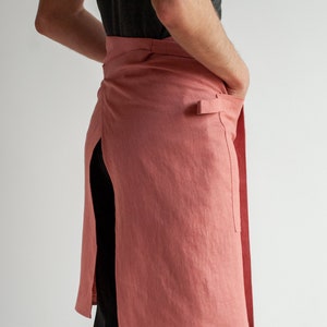 Linen half apron with pockets, Linen waist apron, Linen chef apron, Linen kitchen apron, Short linen apron, Craft apron image 4