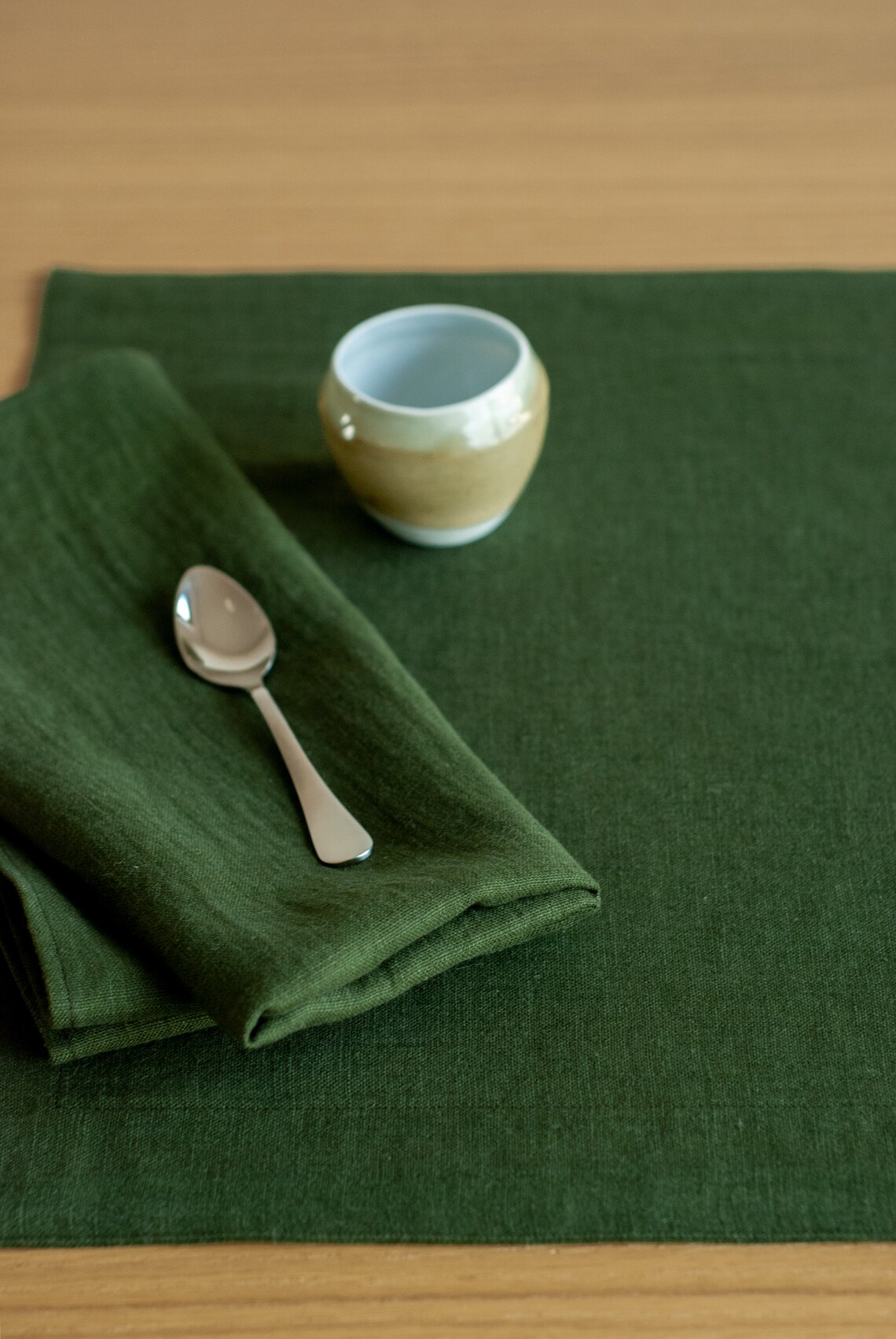 Green Linen Napkins, Washed Linen Napkins, Zero Waist Napkins, Linen