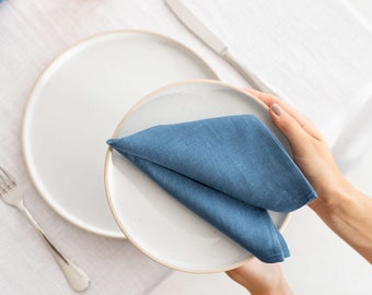 Eco-friendly napkins, Linen luncheon napkins, Blue linen napkins, Stone washed linen napkins, Handmade napkins, Table linens, 44x44cm