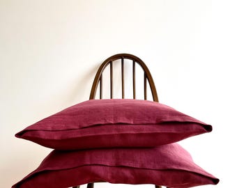 Juego de 2 fundas de almohada de lino: fundas de almohada suaves con diseño de sobre