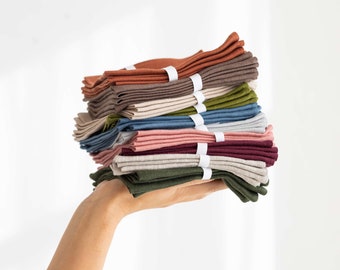 Set of small linen napkins, Washed linen napkins, Reusable napkins, Linen serviette, Softened linen napkin, Color napkin, Linen table napkin