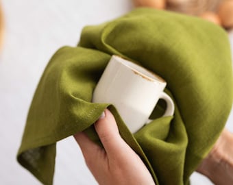Handgefertigtes Leinen Geschirrtuch, Küchentuch Zart Grün