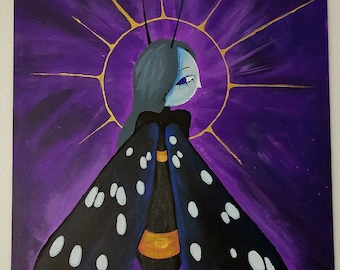 Original Butterfly Girl Painting, Acrylic on Canvas, Unique, Cute, Room Decor, Living Room,