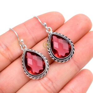 Rubellite Earring Jewelry, Gemstone Earring, Handmade Earring, Pink Stone Earring, 925 Sterling Silver Earring, Occasion Earring For Her