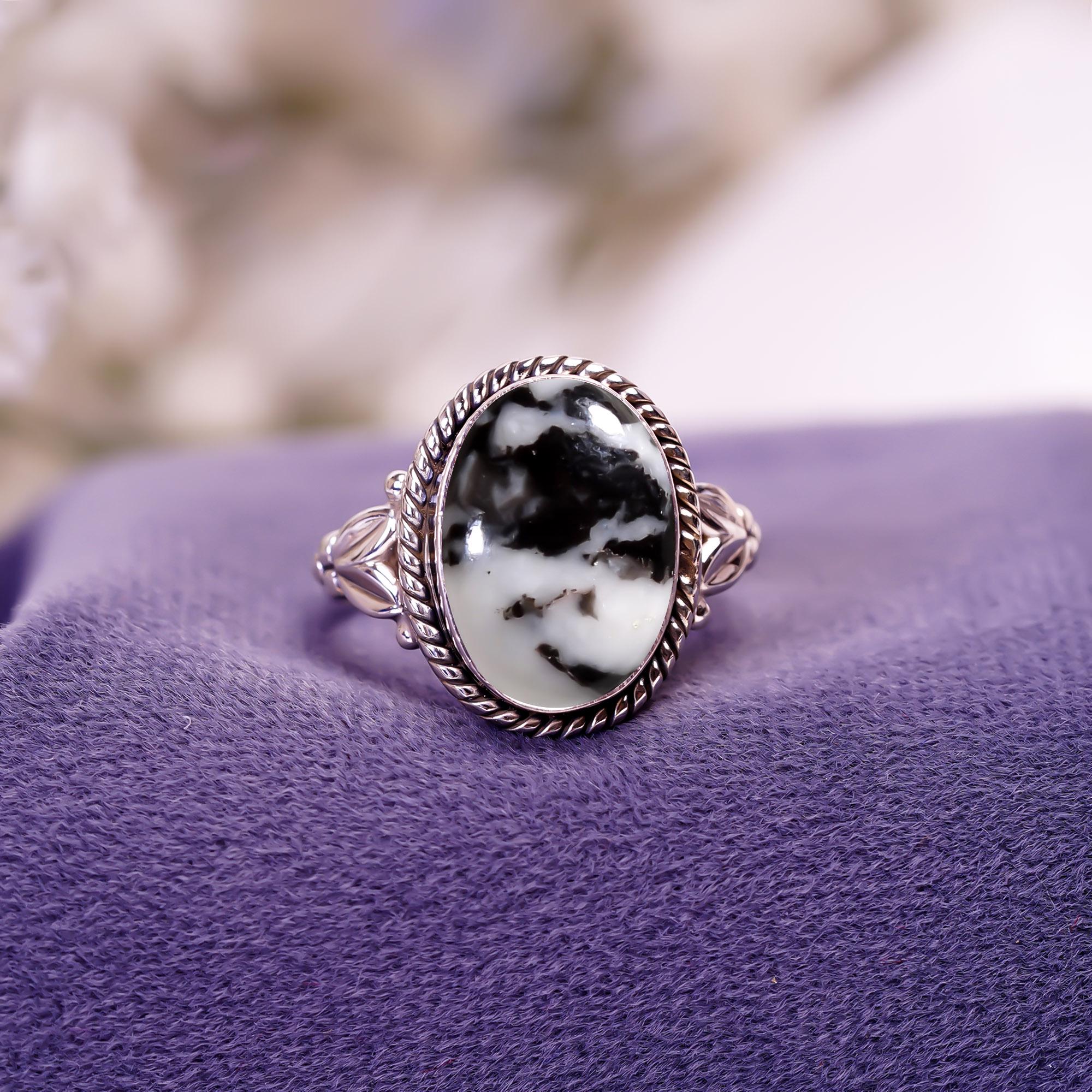Handmade White Buffalo Turquoise Ring, 925 Sterling Silver