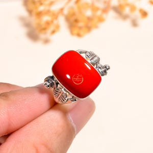 Top Quality Red Coral Gemstone Rings Gifts For Her Rings Designer Flower Ring Red Stone Rings Handmade Statement Rings Coral jewelry Gifts