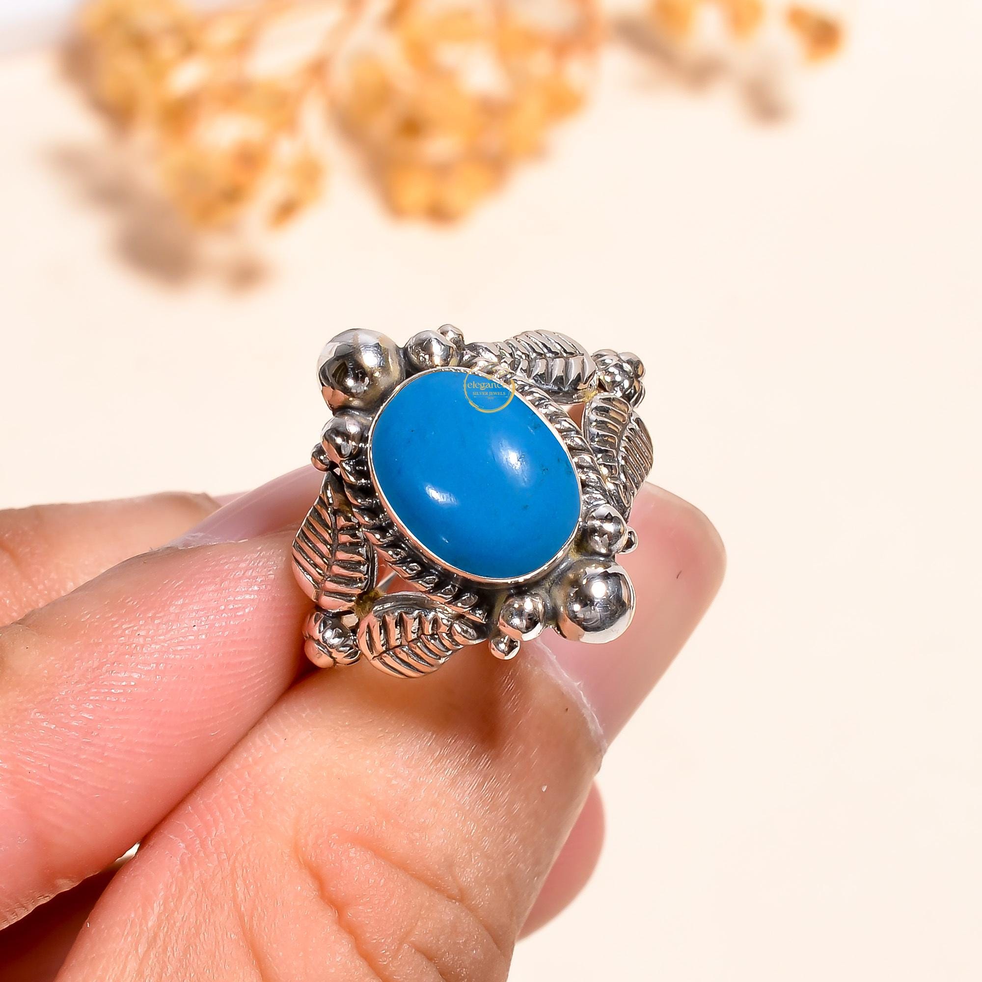 Sleeping Beauty Turquoise Ring: Handmade Sterling Silver Bohemian ...