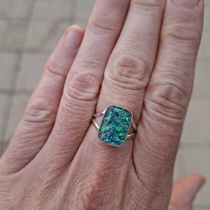 Australian Green Triplet Opal Ring, 925 Sterling Silver Ring Beautiful Gemstone Cushion shaped, Color Changing Opal Ring Birthday Ring Gift