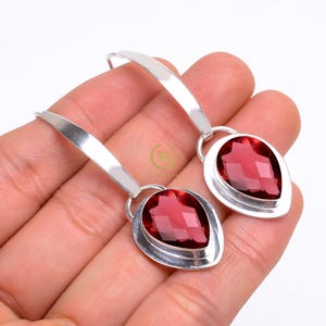 Pink Rubellite Stone Earring , 925 Sterling Silver Earring, Dangling Earring, Pear Shape Earring, Drop/Dangle Earring For Women