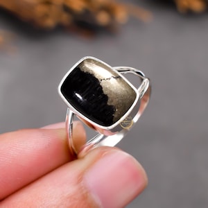 Natural Pyrite Ring Cushion Gemstone Ring Bohemian Ring Stylish Ring Handmade Turquoise Jewelry Ring For Women New Year Gift Present For Her
