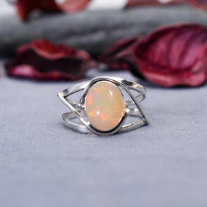 Ethiopian Opal Stone Ring, 925 Sterling Silver Ring, Handmade Ring, Stackable Ring, Boho Ring, Oval Shape Ring, Opal Ring, Wedding Gift Ring