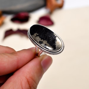 Pyrite Gemstone Ring, Golden Stone Ring, Gemstone Ring, 925 Sterling Silver Ring Jewelry For Women, Surprised Gift For love Large Ring