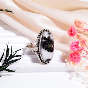 Natural White Buffalo Turquoise Ring, White Ring 925 Sterling Silver Ring Handmade Ring Statement Ring Birthday Anniversary Gift for Her
