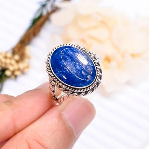 Natural Lapis Lazuli Ring, Handmade Ring, 925 Sterling Silver Ring, Lapis Silver Ring, 925 Solid Sterling Silver Ring, Ring for Women, Gift