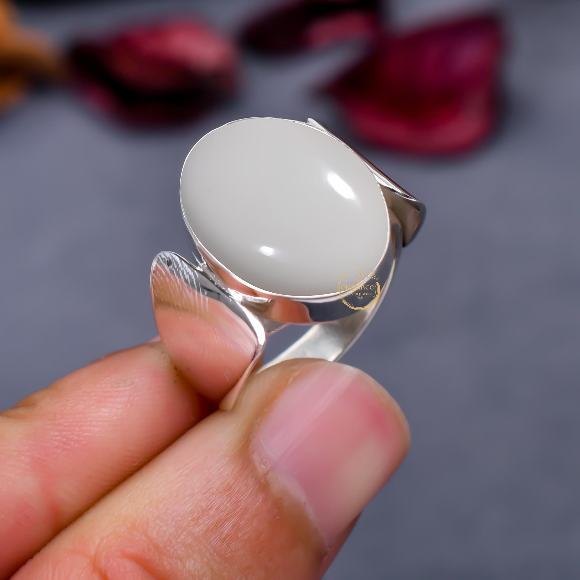 Handmade White Coral Ring: 925 Sterling Silver, Stackable Jewelry