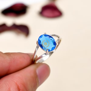 925 Sterling Silver Ring, Handmade Statement Stackable Ring Jewelry For Women, Oval Shape Ring, Blue Stone Ring Jewelry, Gemstone Ring