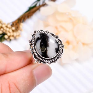 Natural Gemstone Jewelry White Buffalo Turquoise Ring 925 Sterling Silver Adjustable Ring,Handmade Boho Ring, Valentine Day Gift for Friends