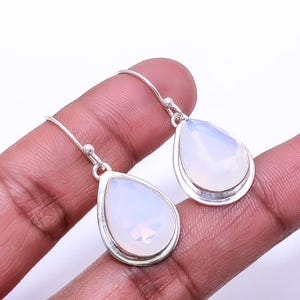 Milky Opal Earrings 925 Sterling Silver Earring, Pear Earrings, Earrings for Women, Handmade Jewelry, Gift for Wife, Casual Earrings