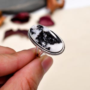 Natural White Buffalo Turquoise Ring, Handmade Ring, 925 Sterling Silver Ring, White Stone Ring, Large Ring, Birthday Gift Rings For Mom