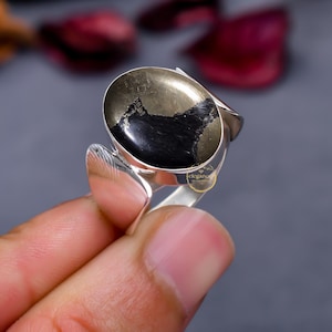 Pyrite Gemstone Handmade Ring for Women 925 Sterling Silver Stackable Jewelry Perfect Wedding Anniversary or Special Occasion Gift