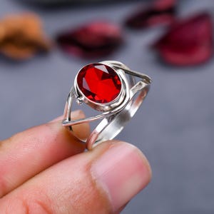 Red Garnet Ring ~ Sterling Silver 925 ~ Handmade ~ Statement ~ Hippie ~ Bohemian ~ Jewelry ~Gift For Her ~Gemstone Silver Ring Jewelry