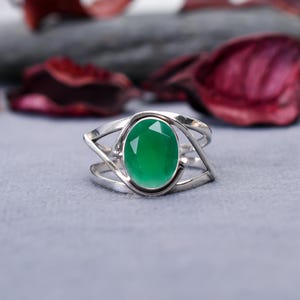 Emerald Sterling Silver Ring: Green Stone Statement Jewelry