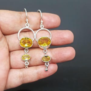 Yellow Citrine Gemstone Earring, 925 Sterling Silver, Handmade Earring, Statement Earring, Yellow Earring, Charm Earring For Women Jewelry