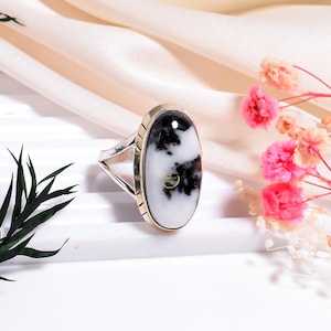 Natural White Buffalo Turquoise Ring, Statement Ring, Handmade Ring, Solid 25 Sterling Silver Ring, Gift For Her, Birthday Gift For Women