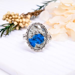 Oxidize Ring,925 Sterling Silver Ring, K2 Blue Azurite Ring, Natural Gemstone Ring, Adjustable Ring, Handmade Ring, Beautiful Ring, Gift.