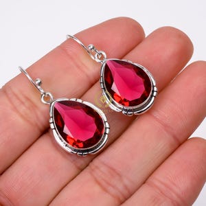 Pink Rubellite Gemstone Earring 925 Sterling Silver Handmade Earring, Pink Stone Earring, Beautiful Earring For Women, Wedding Gift Jewelry