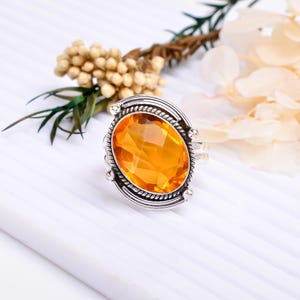 Natural Citrine Ring-Handmade Silver Ring-Gorgeous Citrine Ring-925 Sterling Silver-Yellow Stone Ring-Gift for her-Promise Ring-Gift For Gf-