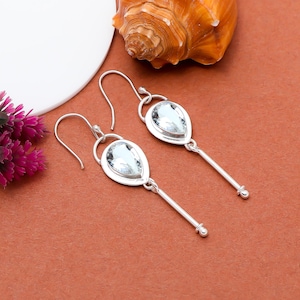 White Topaz Earring, gemstone Earring, Handmade Earring, Topaz Earring, White Stone Earring, 925 Sterling Silver Earring, Pear Shape Earring