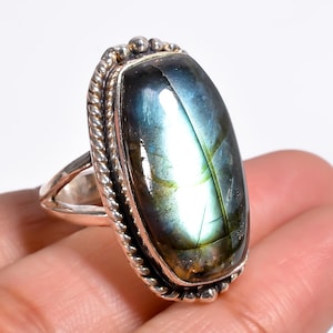 Natural Blue Labradorite Ring 925 Sterling Silver Ring Handmade Ring Statement Ring Birthday Anniversary Christmas Friendship Gift for Her