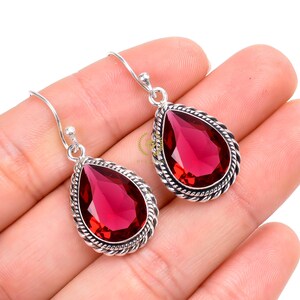 Rubellite Earring For Mom, Gemstone Earring, 925 Sterling Silver Handmade Earring For sister, Anniversary Gift Earring, Pear Shape Earring