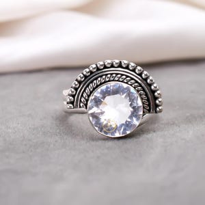 White Topaz Ring, 925 Sterling Silver, Gemstone Ring, Handmade Ring Jewelry, Gifts For Her, Anniversary Ring, Designer Oval Ring For Her