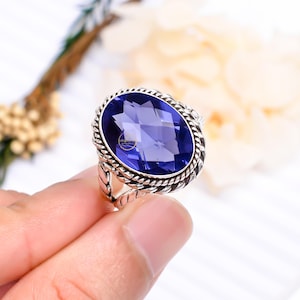 Iolite Gemstone 925 Sterling Silver Ring, Iolite Ring, Purple Ring,Statement Ring, Designer Classic Ring, Healing Crystal  Iolite Jewelry