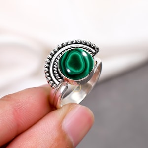 Beautiful Malachite Oval Ring 925 Sterling Silver Ring Green Malachite Ring Handmade Jewelry Ring For Women April May Birthstone Gift ForHer