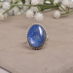Kyanite Natural Stone Ring, Silver 925 Ring Gemstone, Teardrop Garnet Ring Sterling Silver, Ring Silver 925 Gemstone, Oval Shape Ring