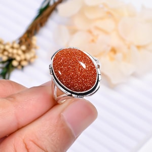 925 Sterling Silver Ring Gift For Her Natural Golden Sunstone Ring Promise Ring  Birthday Lovely Ring Wedding Anniversary Gift For Her,