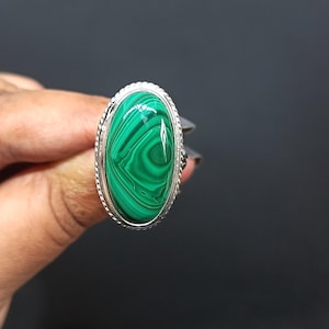 Green Malachite Gemstone Ring, 925 Sterling Silver Ring, Handmade Designer Boho Ring, Ring For Women, Green Ring, Statement Wedding Ring