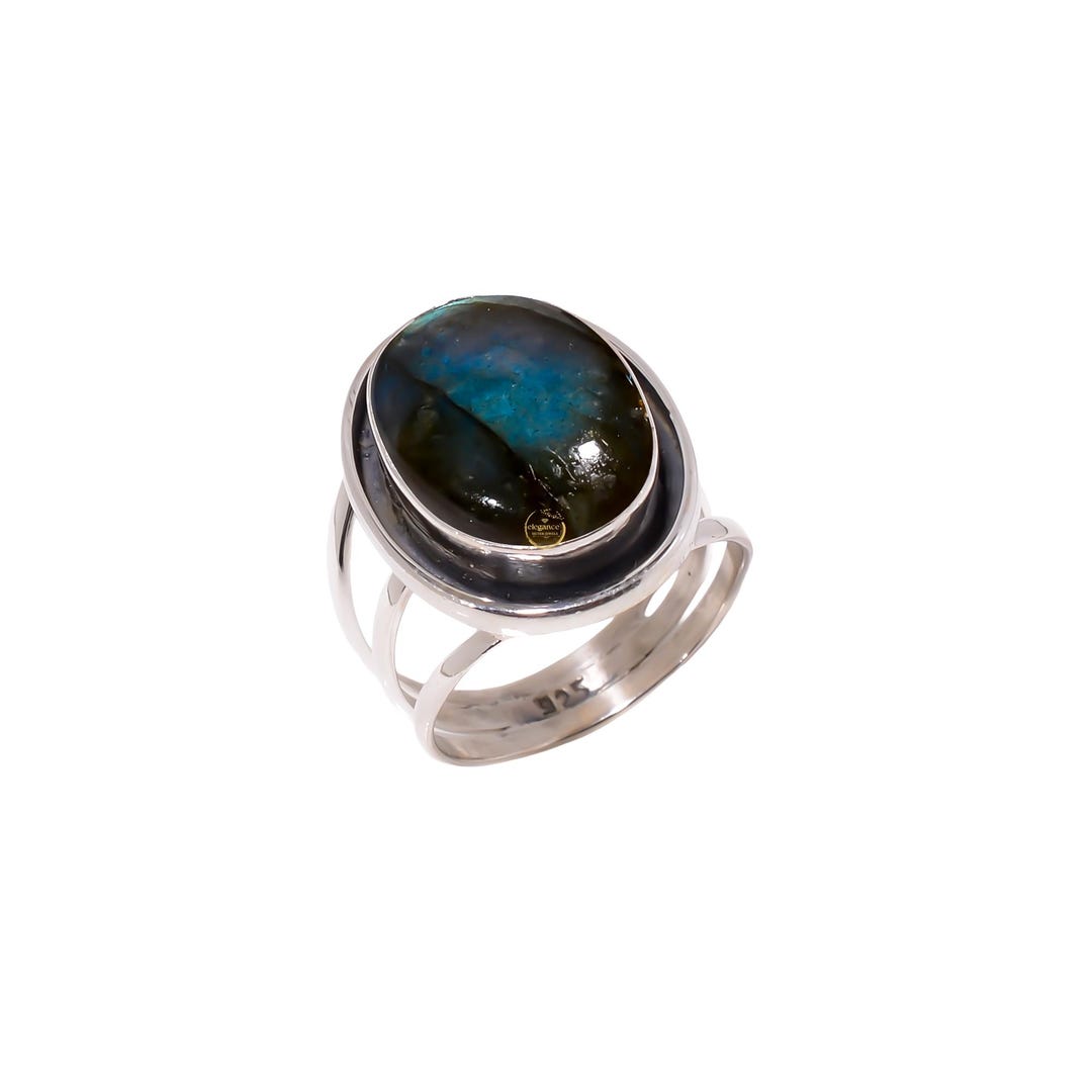 希少 OX JEWELRY Silver Labradorite Ring Oval Labradorite Ring, 925 Sterling Silver Gemstone Ring Jewelry