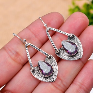 Rainbow Mystic Topaz Earrings, 925 Sterling Silver Earrings, Handmade Earrings, December Birthstone, Gemstone Silver Jewelry, Gift For Women