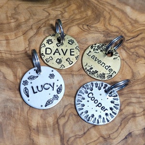 Small Personalized Pet Tags - Brass - Aluminum - Dog tag - Cat tag - Pet id - New Pet - Custom!