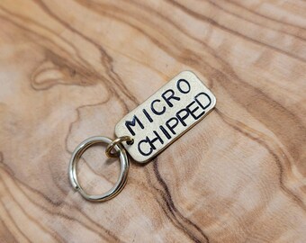 Brass Microchipped Collar Charm - Gold - Dog Tag - Cat Tag - Pet Accessories - Gift for Pet - Chipped - Charm