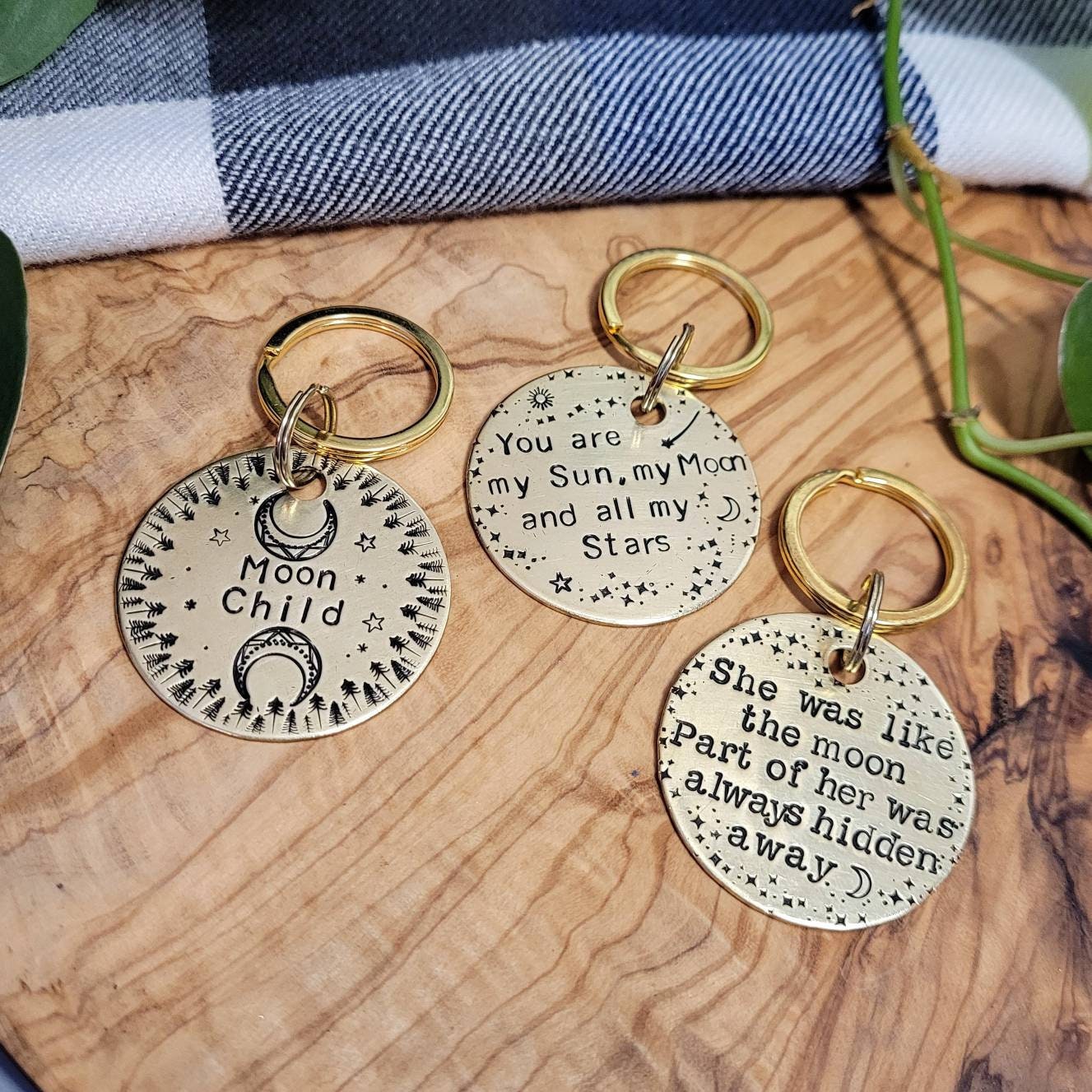 Personalized Key Ring, Two sided Stamped Large Key Fob, Dog Tag