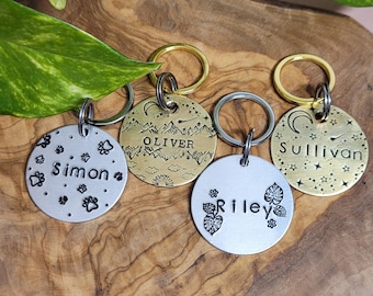 Large Personalized Pet Tags - Brass - Aluminum - Dog tag - Name Tag - Pet id - New Pet - Dog mom - Dog dad - Pet bling - Vintage - Custom!